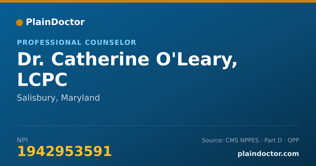 Shareable card for Catherine O'Leary, LCPC - Professional Counselor, Salisbury, MD
