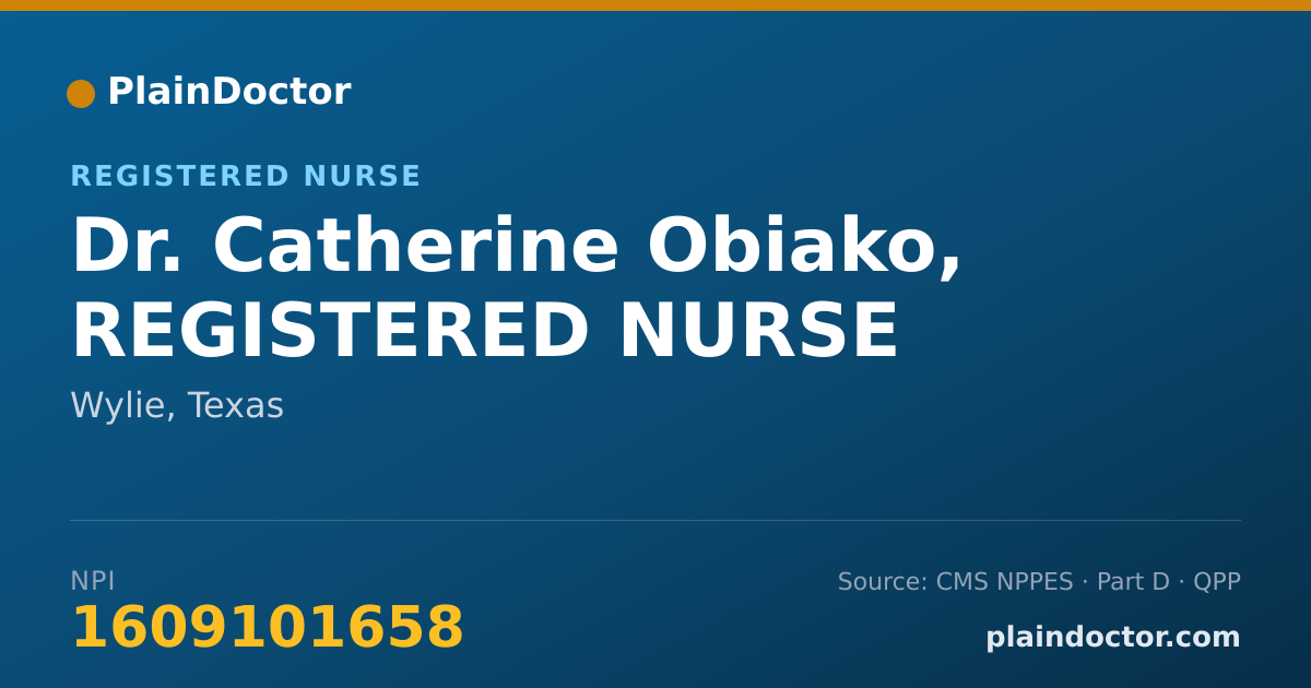 Shareable card for Catherine Obiako, REGISTERED NURSE - Registered Nurse, Wylie, TX