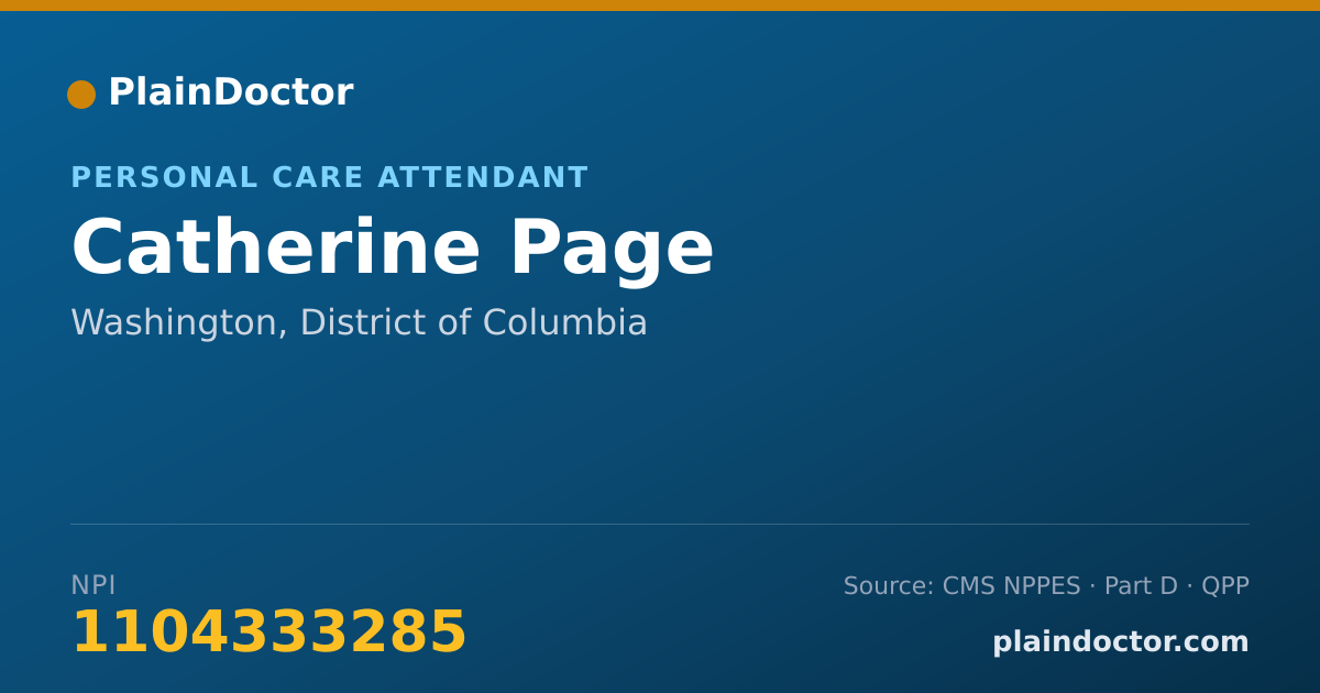 Shareable card for Catherine Page - Personal Care Attendant, Washington, DC