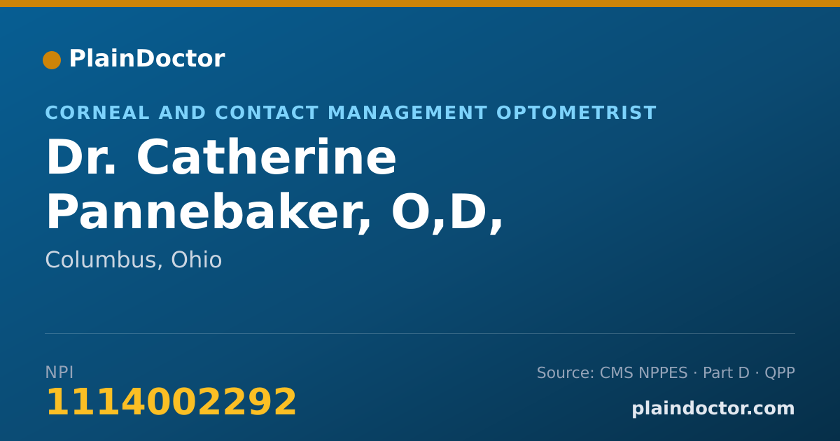 Shareable card for Catherine Pannebaker, O,D, - Corneal and Contact Management Optometrist, Columbus, OH