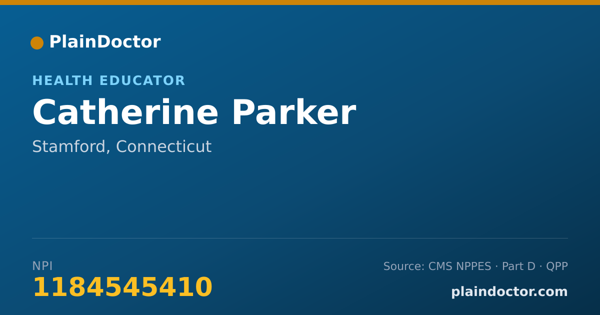 Shareable card for Catherine Parker - Health Educator, Stamford, CT