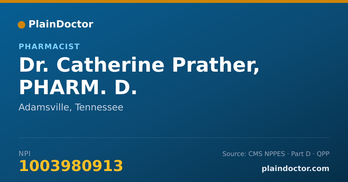 Shareable card for Catherine Prather, PHARM. D. - Pharmacist, Adamsville, TN