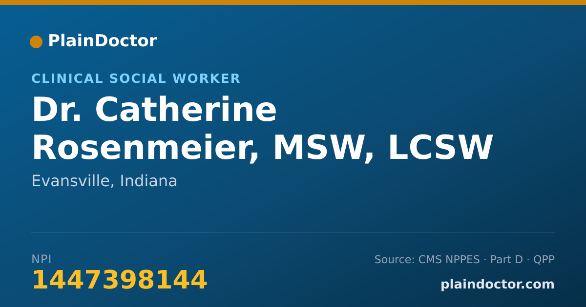 Shareable card for Catherine Rosenmeier, MSW, LCSW - Clinical Social Worker, Evansville, IN
