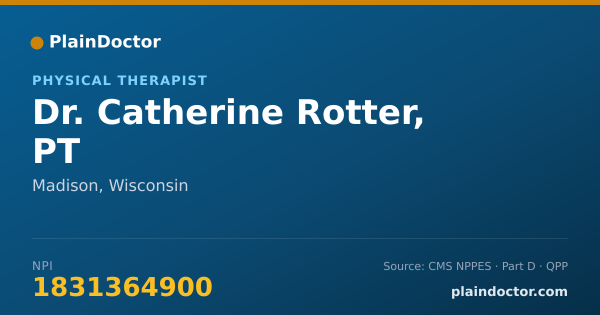 Shareable card for Catherine Rotter, PT - Physical Therapist, Madison, WI