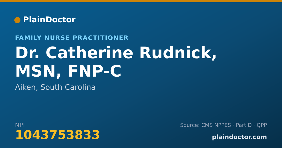 Shareable card for Catherine Rudnick, MSN, FNP-C - Family Nurse Practitioner, Aiken, SC
