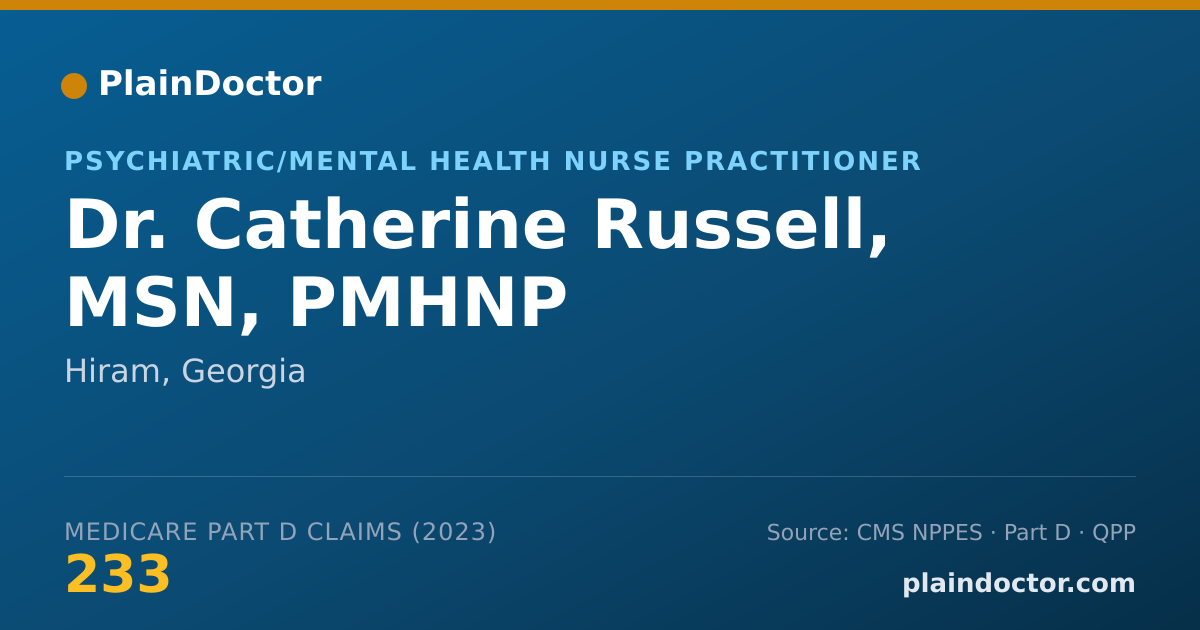 Shareable card for Catherine Russell, MSN, PMHNP - Psychiatric/Mental Health Nurse Practitioner, Hiram, GA