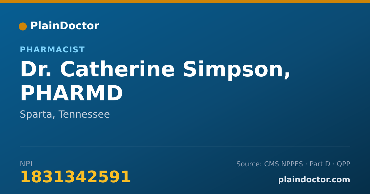 Shareable card for Catherine Simpson, PHARMD - Pharmacist, Sparta, TN