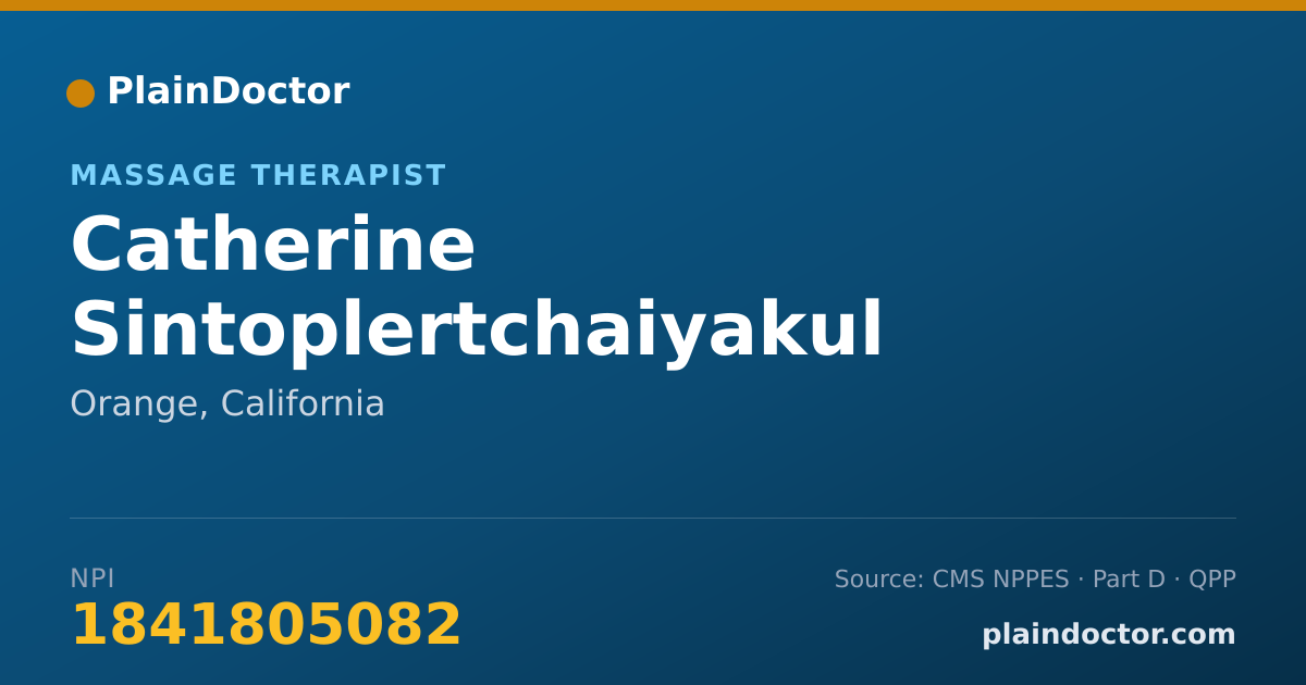 Shareable card for Catherine Sintoplertchaiyakul - Massage Therapist, Orange, CA