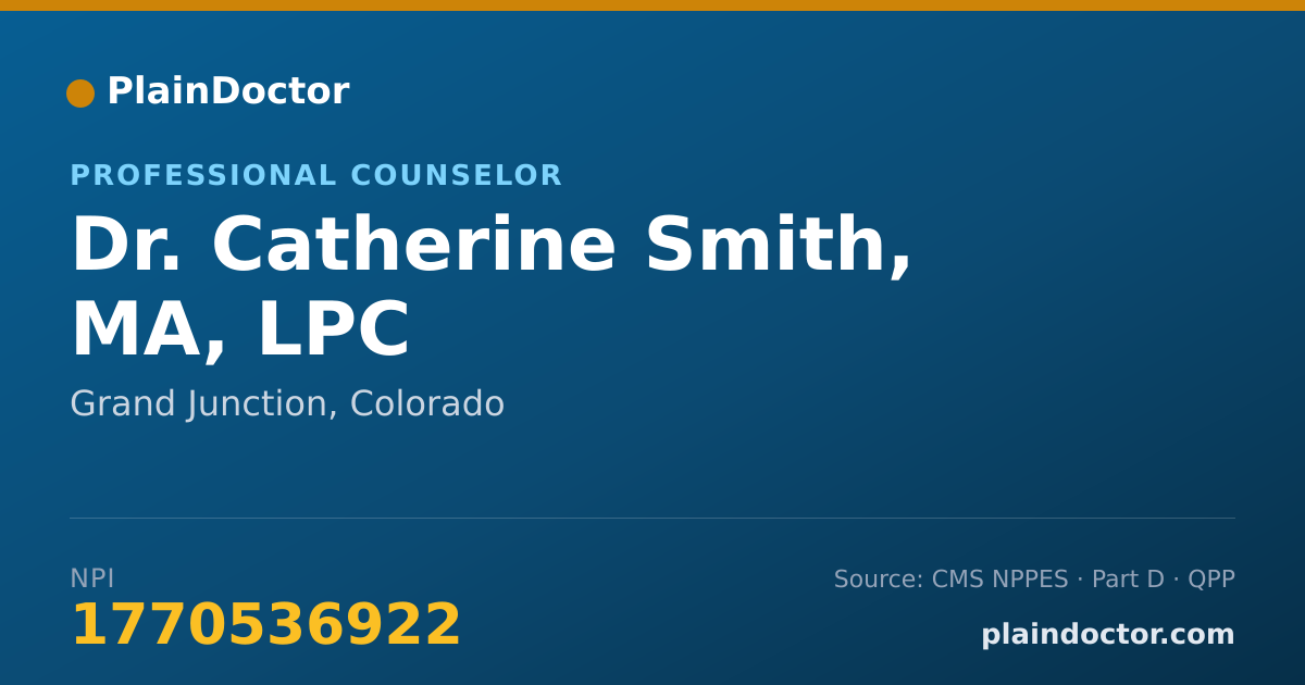Shareable card for Catherine Smith, MA, LPC - Professional Counselor, Grand Junction, CO
