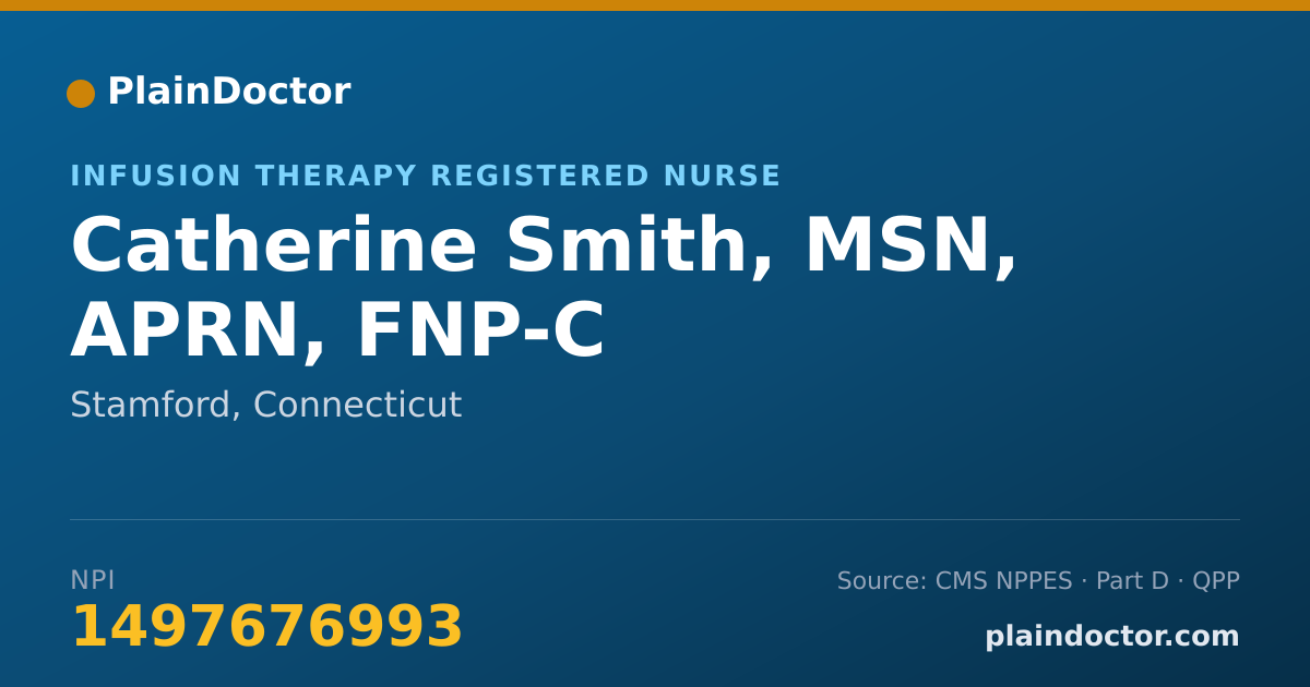 Shareable card for Catherine Smith, MSN, APRN, FNP-C - Infusion Therapy Registered Nurse, Stamford, CT