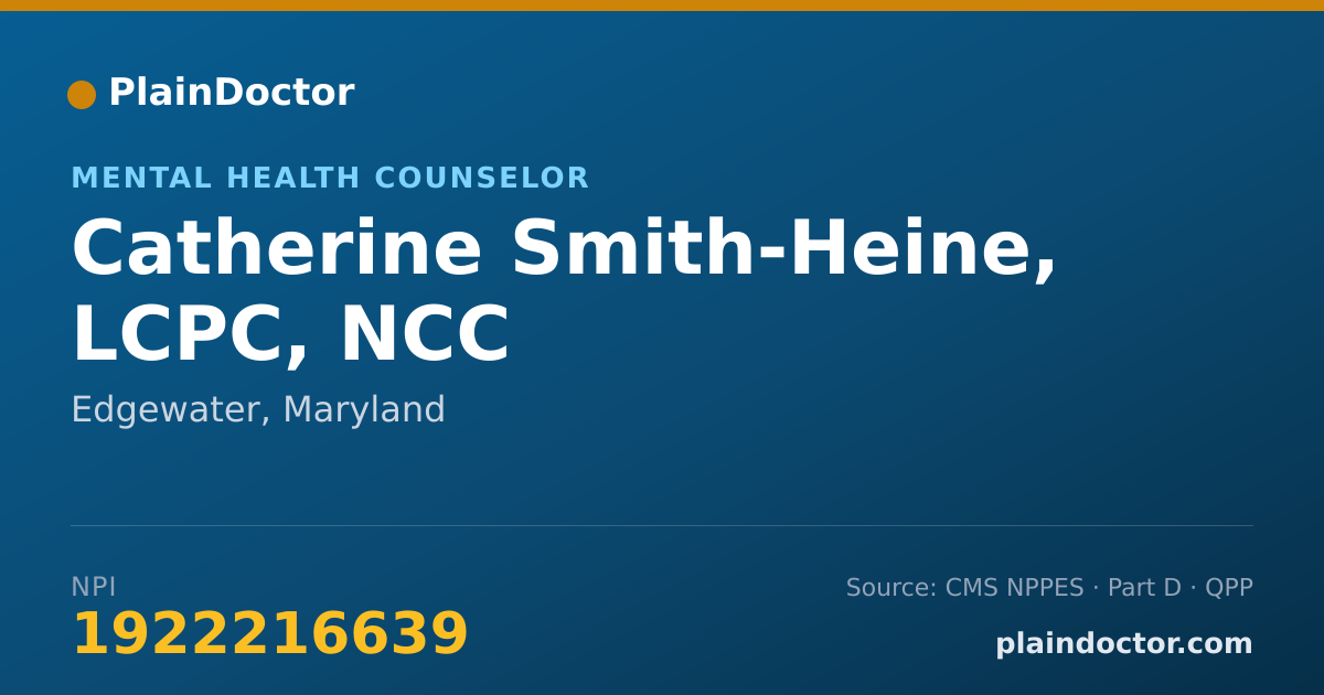 Shareable card for Catherine Smith-Heine, LCPC, NCC - Mental Health Counselor, Edgewater, MD