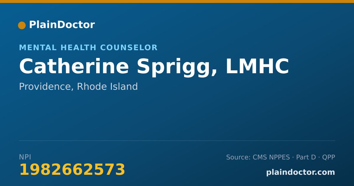 Shareable card for Catherine Sprigg, LMHC - Mental Health Counselor, Providence, RI