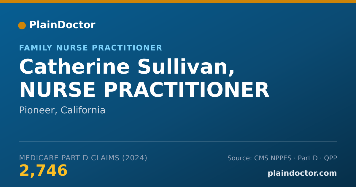 Shareable card for Catherine Sullivan, NURSE PRACTITIONER - Family Nurse Practitioner, Pioneer, CA