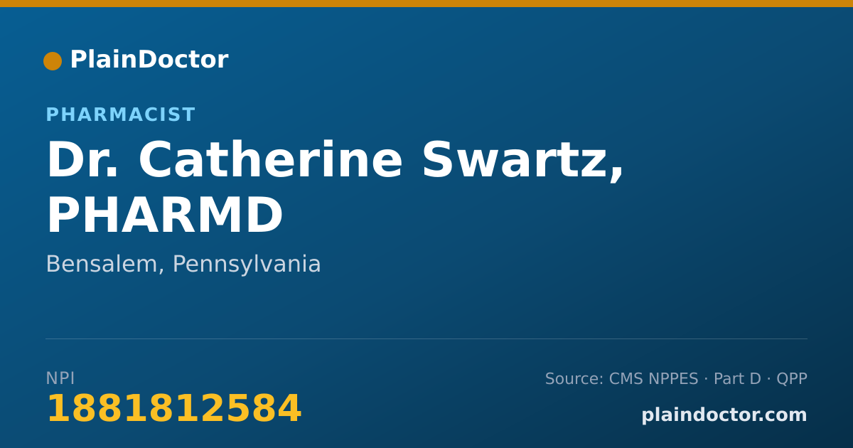 Shareable card for Catherine Swartz, PHARMD - Pharmacist, Bensalem, PA