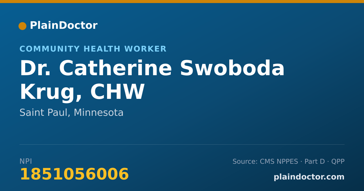 Shareable card for Catherine Swoboda Krug, CHW - Community Health Worker, Saint Paul, MN