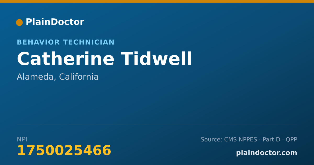 Shareable card for Catherine Tidwell - Behavior Technician, Alameda, CA