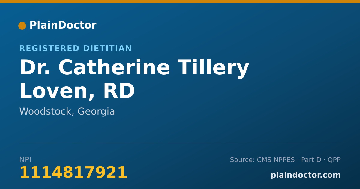 Shareable card for Catherine Tillery Loven, RD - Registered Dietitian, Woodstock, GA