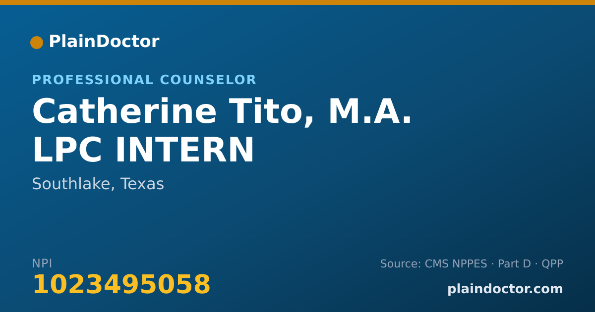 Shareable card for Catherine Tito, M.A. LPC INTERN - Professional Counselor, Southlake, TX