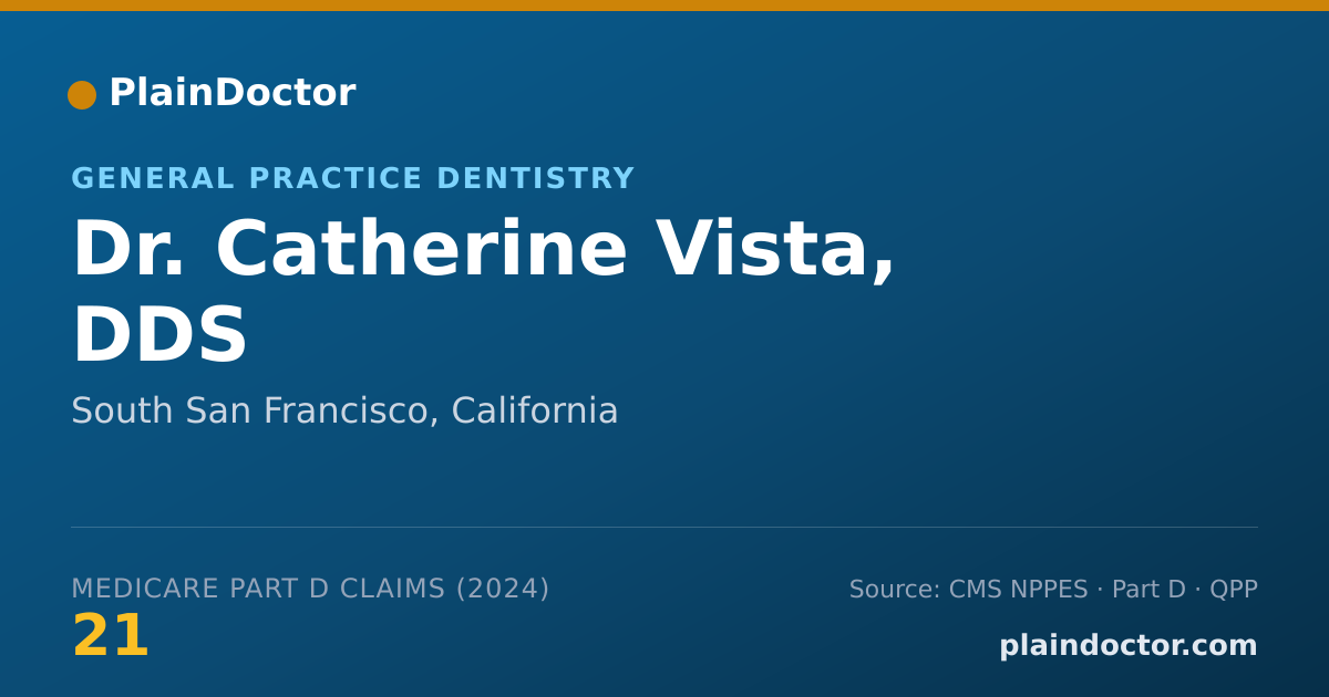 Shareable card for Catherine Vista, DDS - General Practice Dentistry, South San Francisco, CA