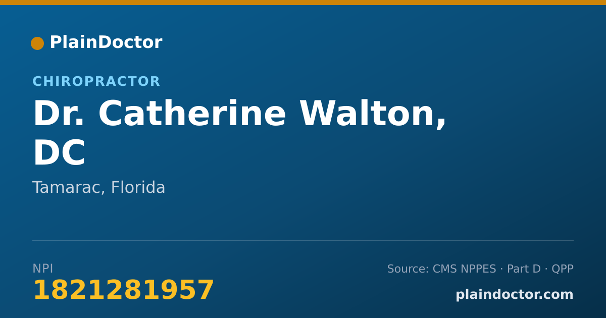 Shareable card for Catherine Walton, DC - Chiropractor, Tamarac, FL
