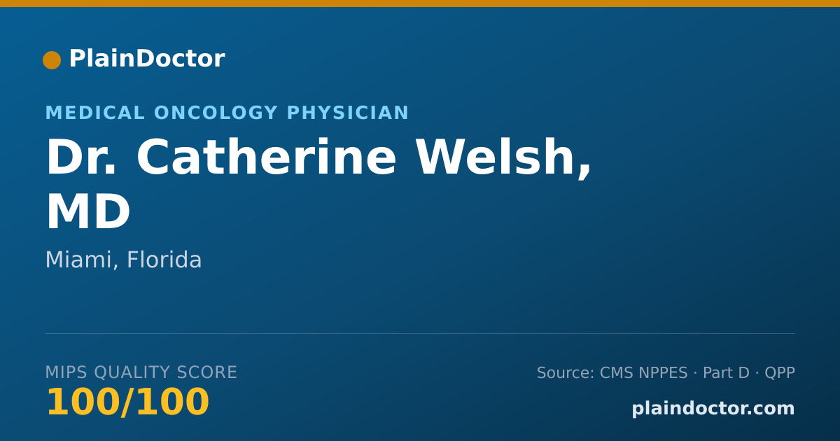 Shareable card for Catherine Welsh, MD - Medical Oncology Physician, Miami, FL