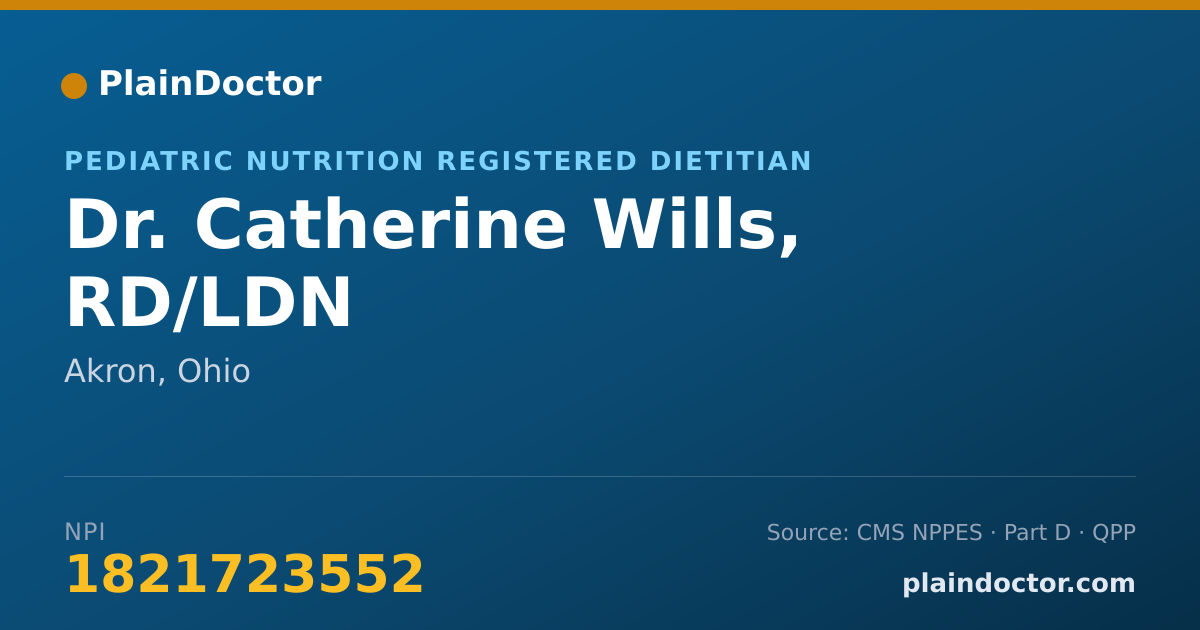Shareable card for Catherine Wills, RD/LDN - Pediatric Nutrition Registered Dietitian, Akron, OH