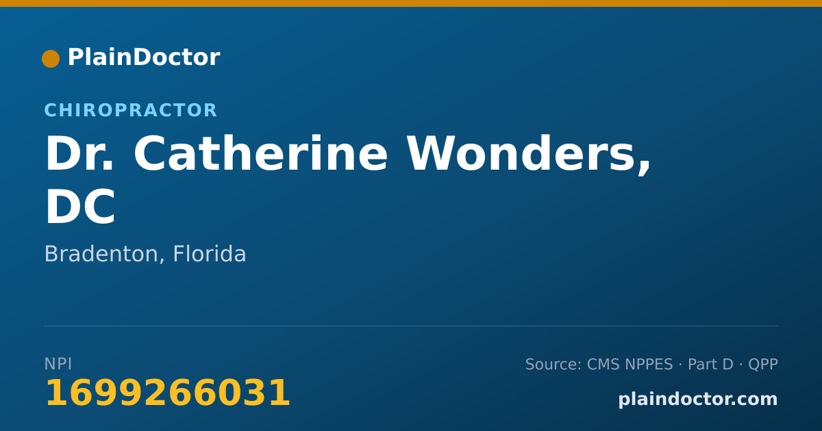 Shareable card for Catherine Wonders, DC - Chiropractor, Bradenton, FL