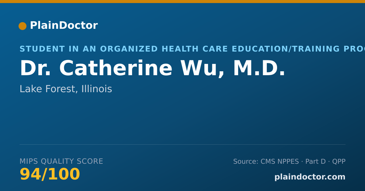 Shareable card for Catherine Wu, M.D. - Student in an Organized Health Care Education/Training Program, Lake Forest, IL