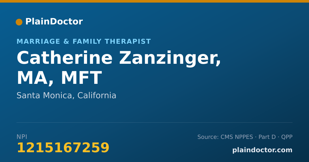 Shareable card for Catherine Zanzinger, MA, MFT - Marriage & Family Therapist, Santa Monica, CA