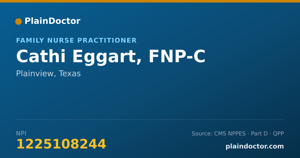 Shareable card for Cathi Eggart, FNP-C - Family Nurse Practitioner, Plainview, TX