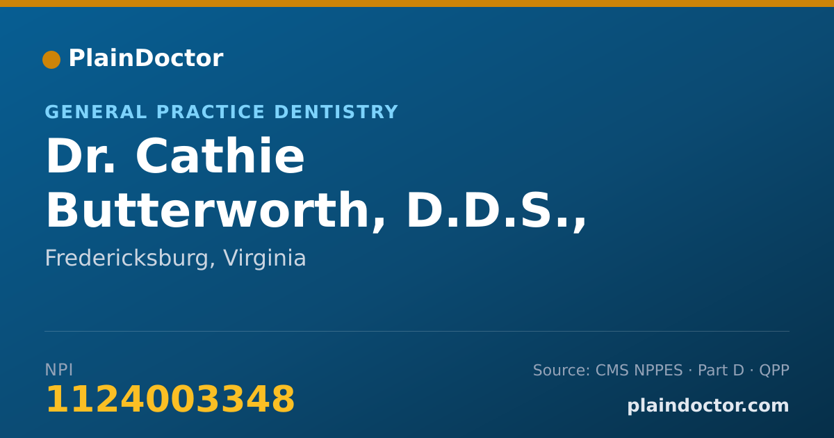 Shareable card for Cathie Butterworth, D.D.S., PC - General Practice Dentistry, Fredericksburg, VA