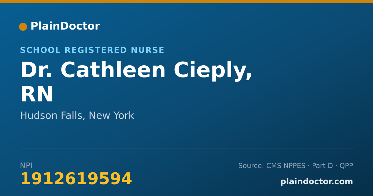 Shareable card for Cathleen Cieply, RN - School Registered Nurse, Hudson Falls, NY