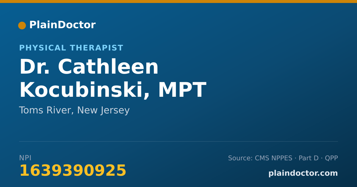 Shareable card for Cathleen Kocubinski, MPT - Physical Therapist, Toms River, NJ