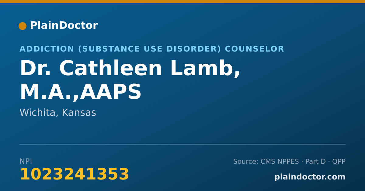 Shareable card for Cathleen Lamb, M.A.,AAPS - Addiction (Substance Use Disorder) Counselor, Wichita, KS