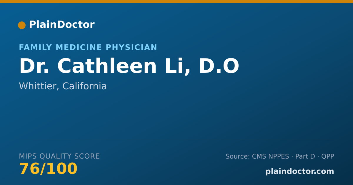 Shareable card for Cathleen Li, D.O - Family Medicine Physician, Whittier, CA