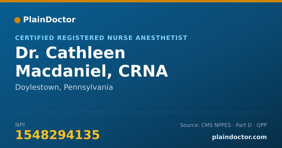 Shareable card for Cathleen Macdaniel, CRNA - Certified Registered Nurse Anesthetist, Doylestown, PA