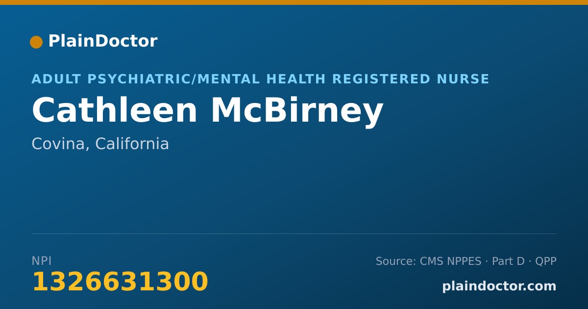 Shareable card for Cathleen McBirney - Adult Psychiatric/Mental Health Registered Nurse, Covina, CA