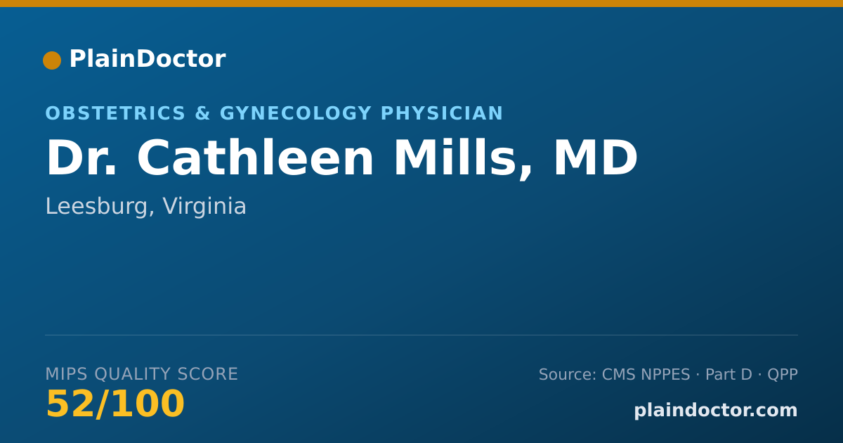 Shareable card for Cathleen Mills, MD - Obstetrics & Gynecology Physician, Leesburg, VA