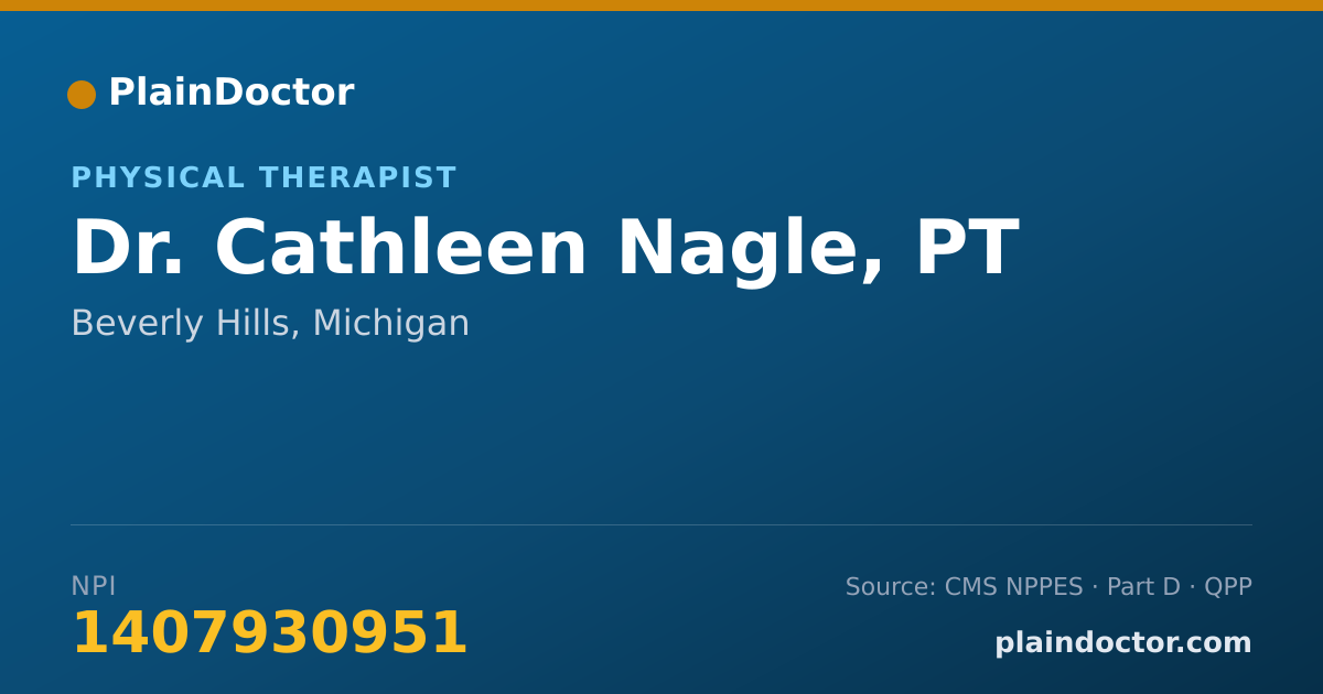 Shareable card for Cathleen Nagle, PT - Physical Therapist, Beverly Hills, MI