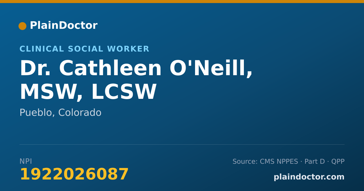 Shareable card for Cathleen O'Neill, MSW, LCSW - Clinical Social Worker, Pueblo, CO
