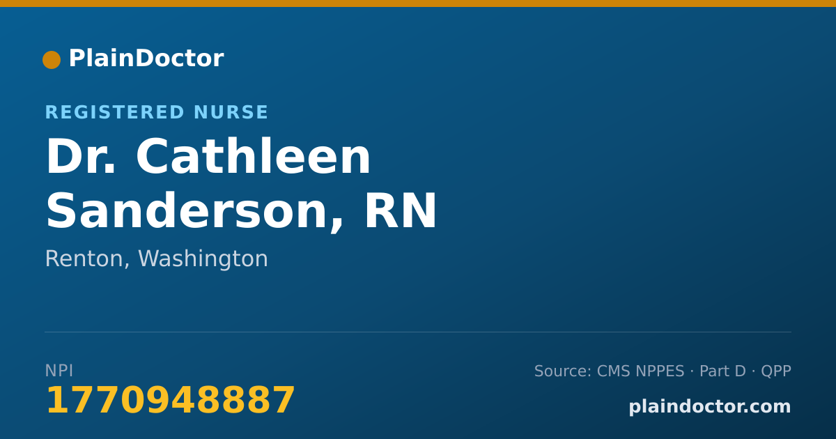 Shareable card for Cathleen Sanderson, RN - Registered Nurse, Renton, WA