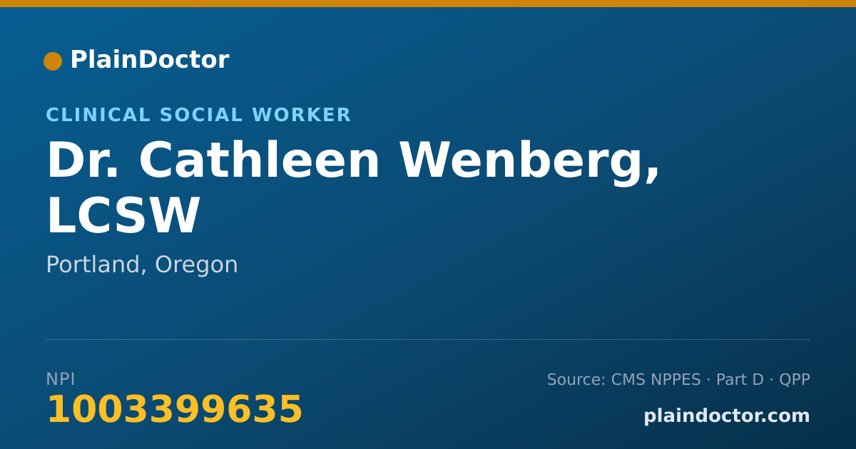 Shareable card for Cathleen Wenberg, LCSW - Clinical Social Worker, Portland, OR