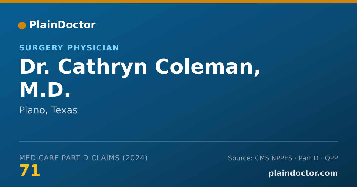 Shareable card for Cathryn Coleman, M.D. - Surgery Physician, Plano, TX