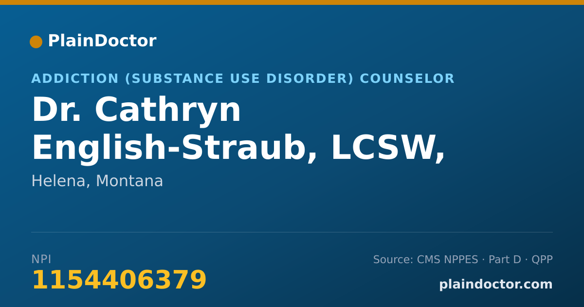 Shareable card for Cathryn English-Straub, LCSW, LAC - Addiction (Substance Use Disorder) Counselor, Helena, MT