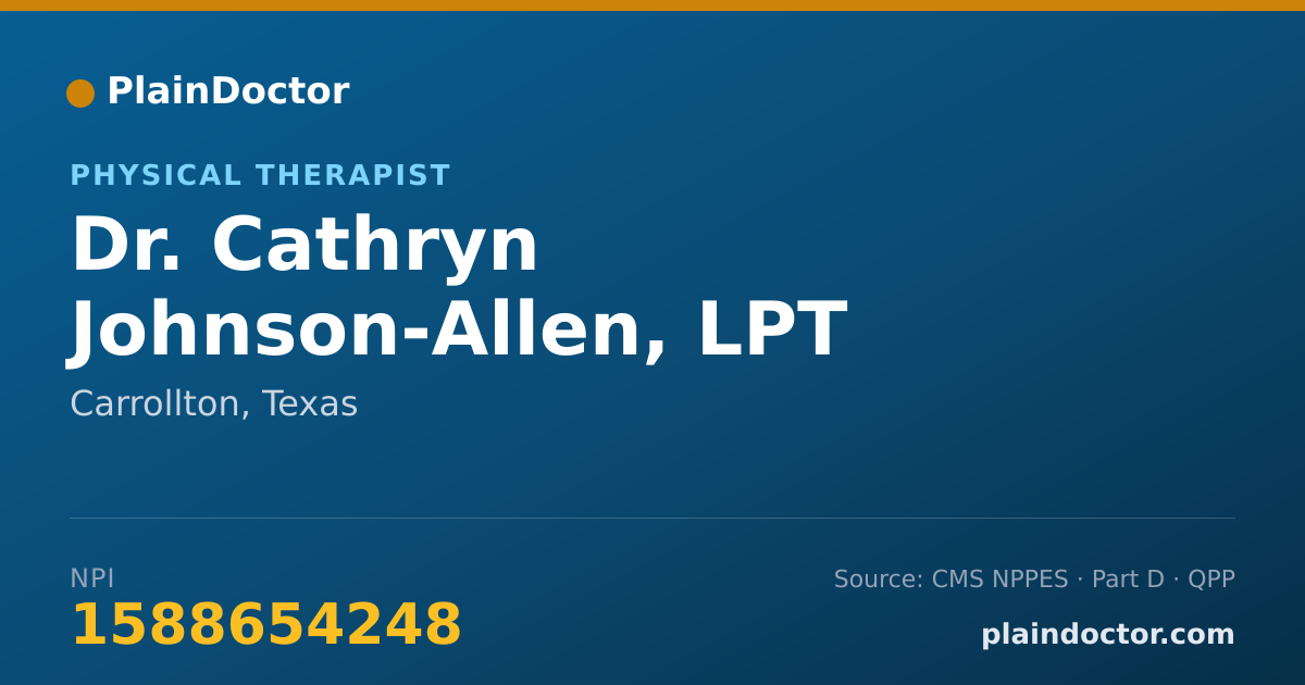 Shareable card for Cathryn Johnson-Allen, LPT - Physical Therapist, Carrollton, TX