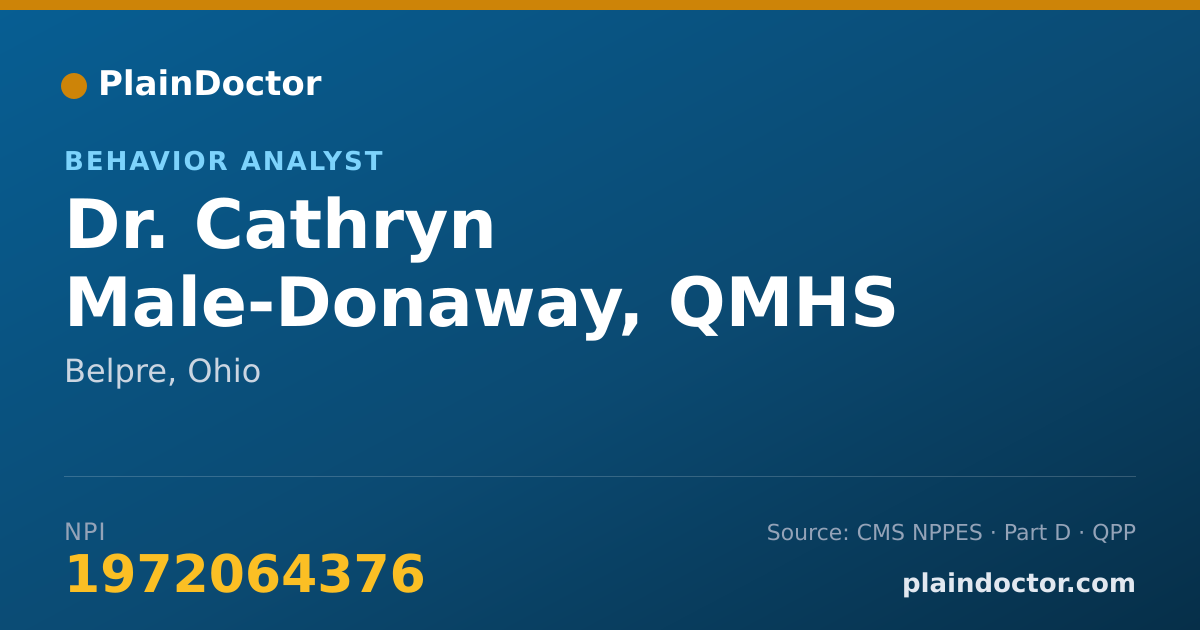 Shareable card for Cathryn Male-Donaway, QMHS - Behavior Analyst, Belpre, OH