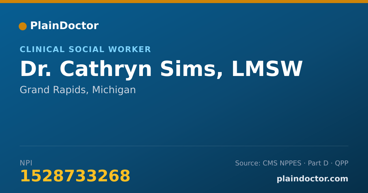 Shareable card for Cathryn Sims, LMSW - Clinical Social Worker, Grand Rapids, MI