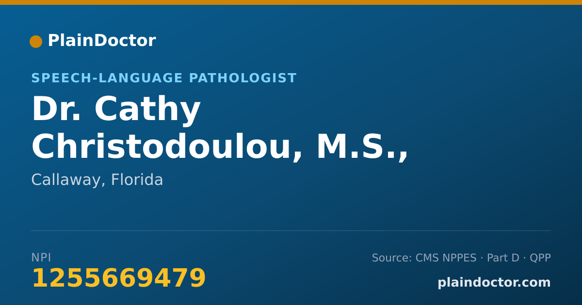 Shareable card for Cathy Christodoulou, M.S., CCC-SLP - Speech-Language Pathologist, Callaway, FL