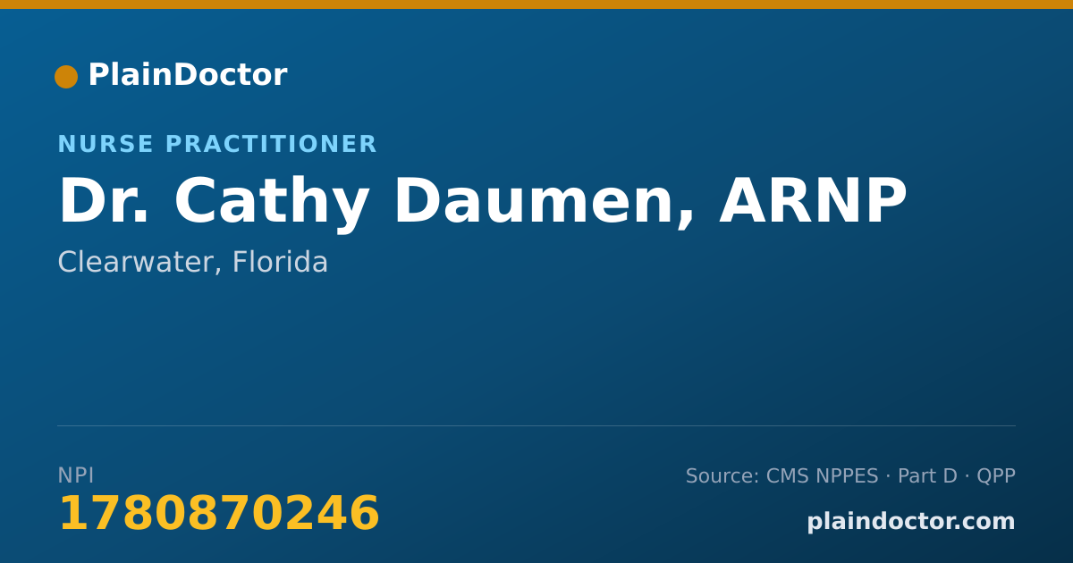 Shareable card for Cathy Daumen, ARNP - Nurse Practitioner, Clearwater, FL