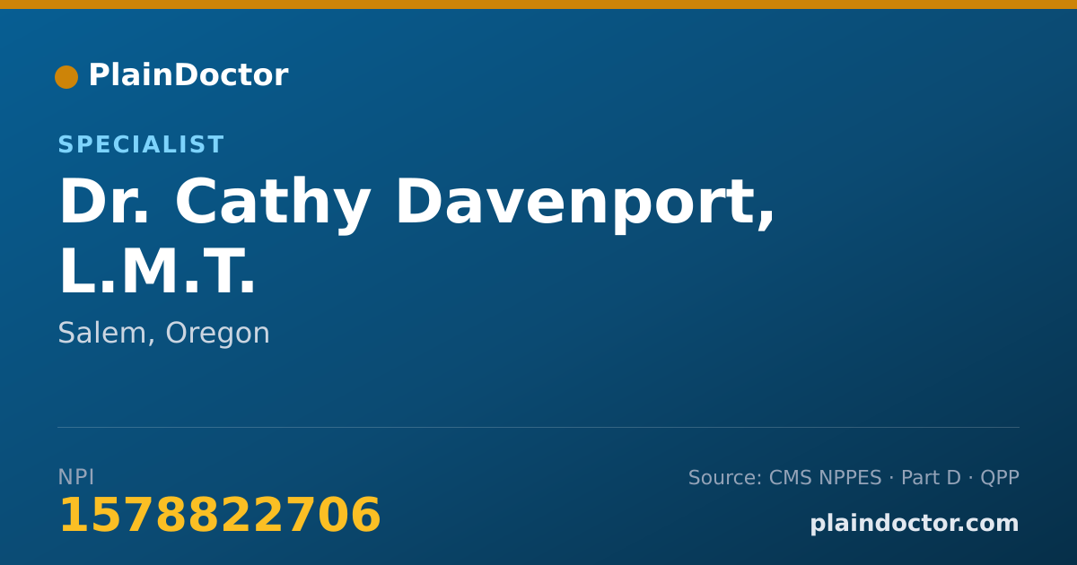 Shareable card for Cathy Davenport, L.M.T. - Specialist, Salem, OR